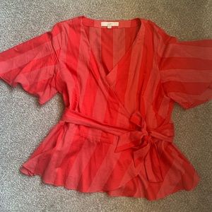 Loft Red Wrap Top